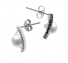 6-7mm di Perle Acqua Dolce Orecchini en Lilia Bianco