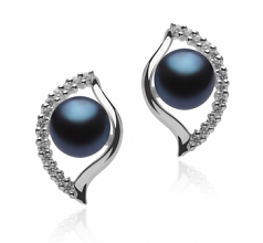 6-7mm di Perle Acqua Dolce Orecchini en Lilia Nero
