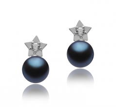 7-8mm di Perle Acqua Dolce Orecchini en Star Nero