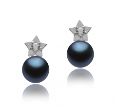 7-8mm AAAA Quality di Perle Acqua Dolce Orecchini in Star Nero