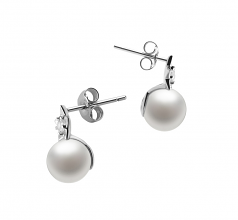 7-8mm di Perle Acqua Dolce Orecchini en Star Bianco