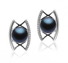 8-9mm di Perle Acqua Dolce Orecchini en Odelia Nero