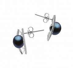 8-9mm di Perle Acqua Dolce Orecchini en Odelia Nero