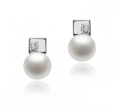 8-9mm di Perle Acqua Dolce Orecchini en Lecca lecca Bianco