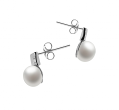 8-9mm di Perle Acqua Dolce Orecchini en Lecca lecca Bianco