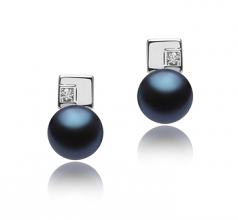 8-9mm di Perle Acqua Dolce Orecchini en Lecca lecca Nero