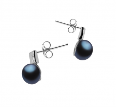 8-9mm di Perle Acqua Dolce Orecchini en Lecca lecca Nero