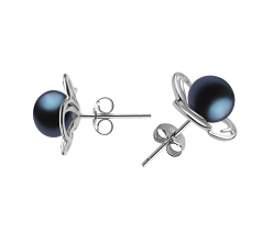 7-8mm di Perle Acqua Dolce Orecchini en Bella Nero