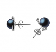 7-8mm di Perle Acqua Dolce Orecchini en Selene Nero