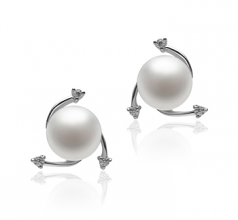 7-8mm di Perle Acqua Dolce Orecchini en Selene Bianco