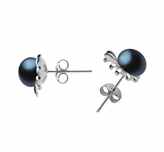 7-8mm di Perle Acqua Dolce Orecchini en Marissa Nero