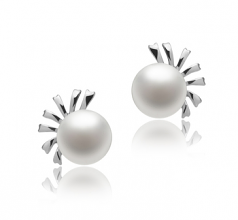 7-8mm di Perle Acqua Dolce Orecchini en Marissa Bianco