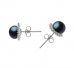 7-8mm di Perle Acqua Dolce Orecchini en Louisa Nero