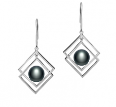 8-9mm di Perle Acqua Dolce Orecchini en Lilian Nero