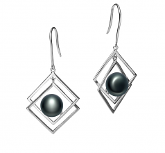 8-9mm di Perle Acqua Dolce Orecchini en Lilian Nero
