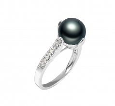 8-9mm di Perle Acqua Dolce Anello en Erica Nero