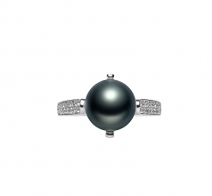 8-9mm di Perle Acqua Dolce Anello en Erica Nero