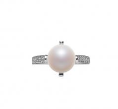 8-9mm di Perle Acqua Dolce Anello en Erica Bianco