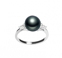 8-9mm di Perle Acqua Dolce Anello en De ambrosi Nero
