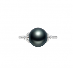8-9mm di Perle Acqua Dolce Anello en De ambrosi Nero