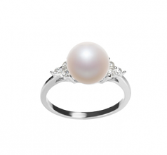 8-9mm di Perle Acqua Dolce Anello en De ambrosi Bianco
