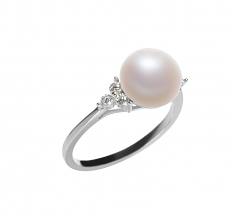 8-9mm di Perle Acqua Dolce Anello en De ambrosi Bianco