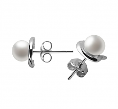 5-6mm di Perle Acqua Dolce Orecchini en Delfino Bianco