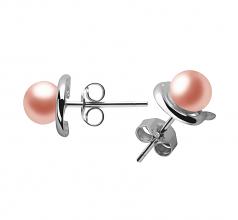 5-6mm di Perle Acqua Dolce Orecchini en Delfino Rosa