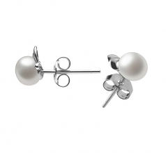 5-6mm di Perle Acqua Dolce Orecchini en Aria Bianco