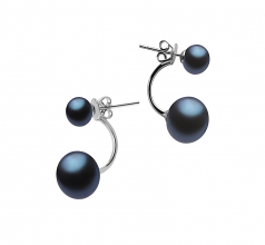 6-11mm di Perle Acqua Dolce Orecchini en Zelda Nero
