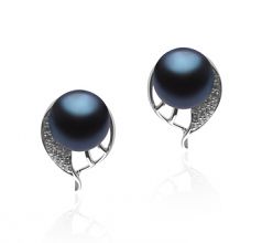7-8mm di Perle Acqua Dolce Orecchini en Carina Nero