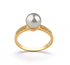 7.5-8mm Akoya Giapponese Anello en Anne Bianco