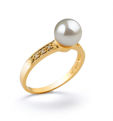 7.5-8mm Akoya Giapponese Anello en Anne Bianco
