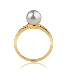 7.5-8mm Akoya Giapponese Anello en Anne Bianco