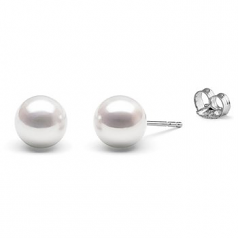 8-8.5mm di Perle Acqua Dolce Orecchini en Bianco