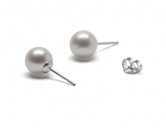 8-8.5mm di Perle Acqua Dolce Orecchini en Bianco