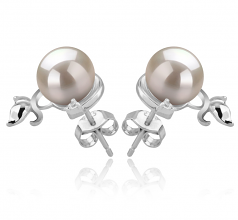 7-8mm Akoya Giapponese Orecchini en Misha Bianco