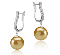 10-11mm Dei Mari del Sud Orecchini en Ophelia Oro