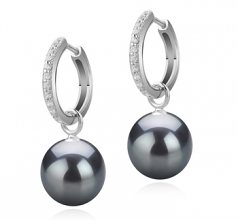 10-11mm Di Tahiti Orecchini en Olivia Perle Pendenti Nero