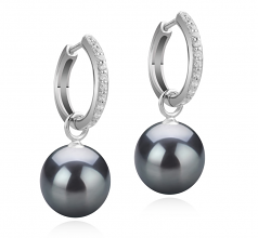 10-11mm Di Tahiti Orecchini en Olivia Perle Pendenti Nero