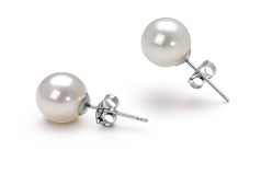 7-8mm di Perle Acqua Dolce Orecchini en Bianco