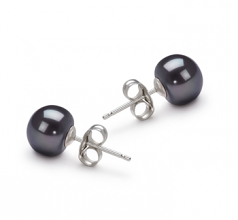 7-8mm di Perle Acqua Dolce Orecchini en Nero