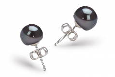 7-8mm di Perle Acqua Dolce Orecchini en Nero