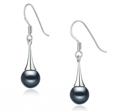 7-8mm di Perle Acqua Dolce Orecchini en Sandra Nero