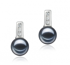 7-8mm di Perle Acqua Dolce Orecchini en Valeria Nero
