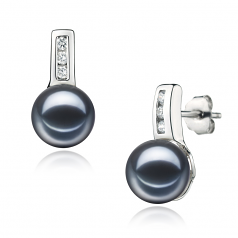 7-8mm di Perle Acqua Dolce Orecchini en Valeria Nero