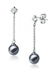 6-7mm di Perle Acqua Dolce Orecchini en Ingrid Nero