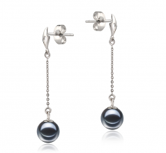 6-7mm di Perle Acqua Dolce Orecchini en Misha Nero