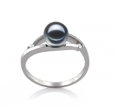 6-7mm di Perle Acqua Dolce Anello en Tanya Nero