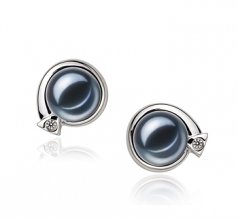 7-8mm di Perle Acqua Dolce Orecchini en Angelina Nero